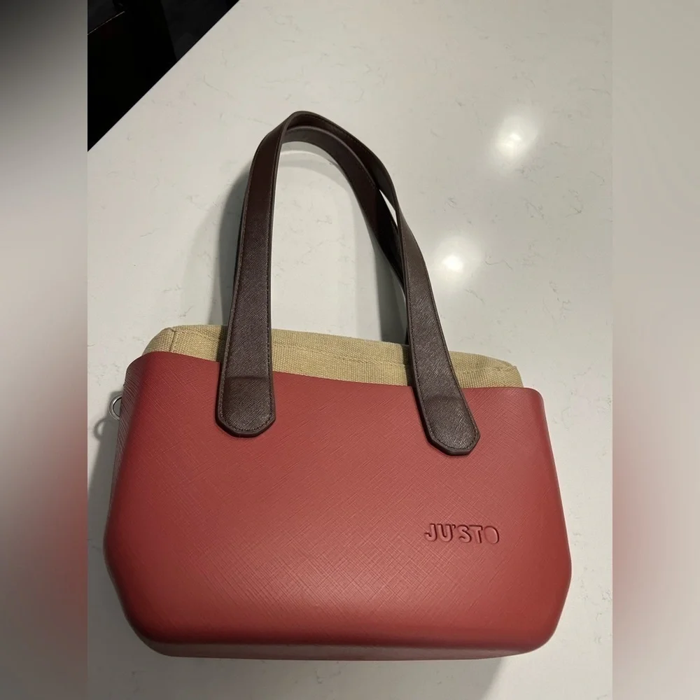 Justo burgundy/tan/brown Tote Handbag - Picture 2 of 9